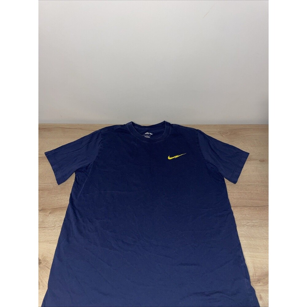 Nike Column Graphic Tee Mens L Navy Yellow Swoosh Streetwear Y2K